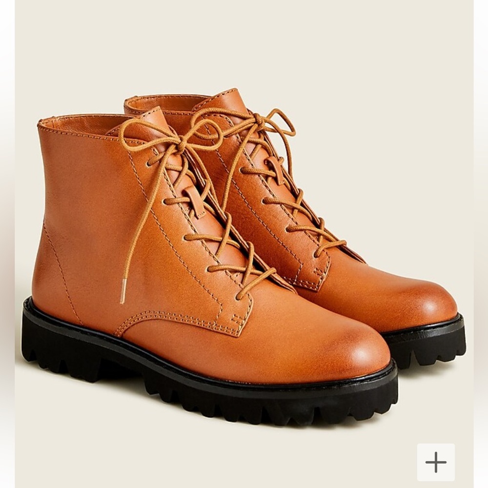 J. Crew Gwen lug-sole lace-up boots in polished leather